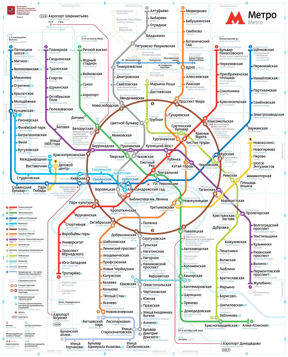 Mapa sieci moskiewskiego metra Moskowskij Mietropoliten